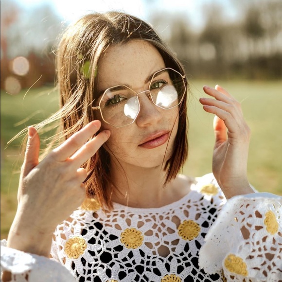 Rose gold geometric clear glasses - Picture 7 of 11